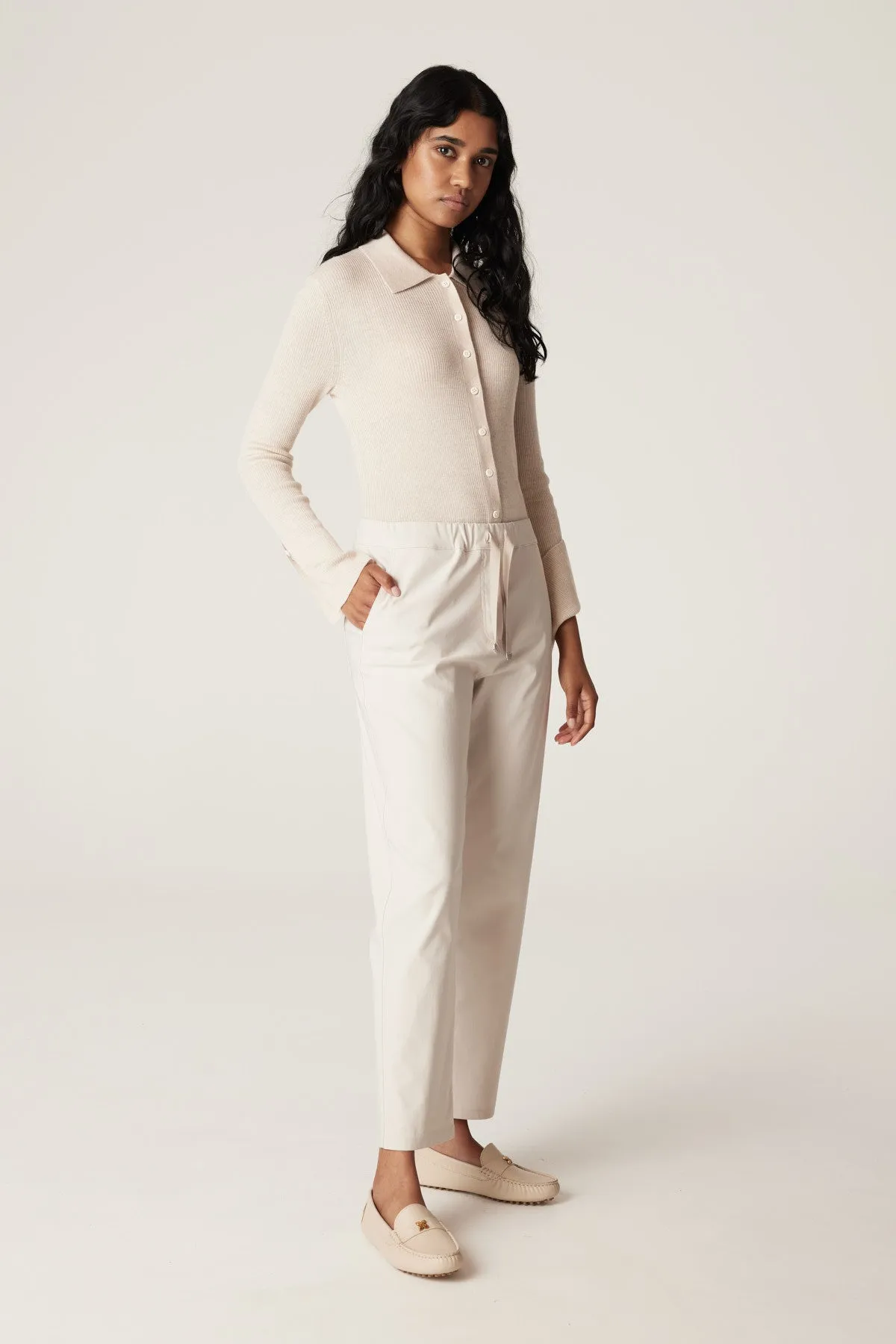 Superfine Rib Polo Cardigan - Wheat