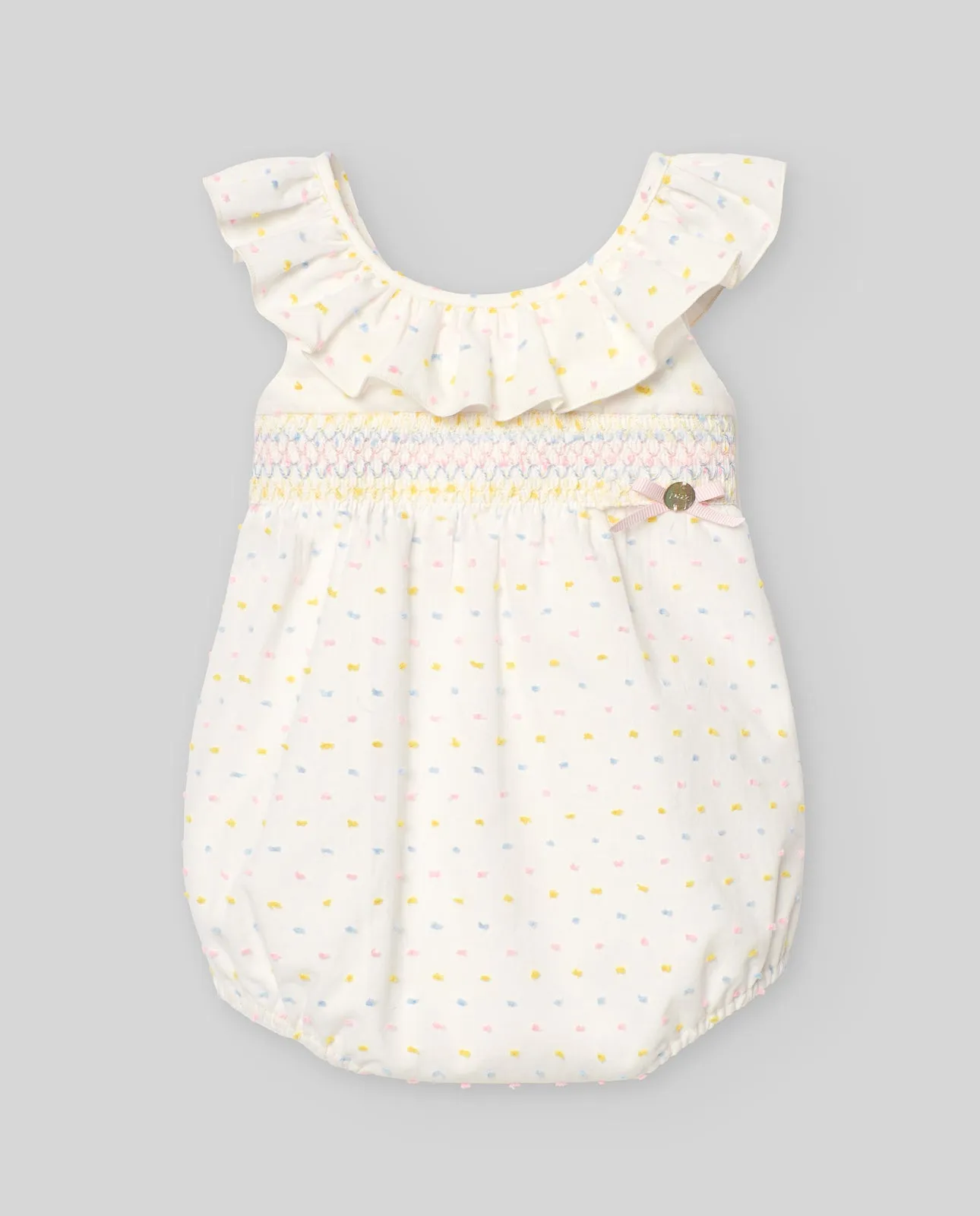 Swiss Dot Smocked Bubble