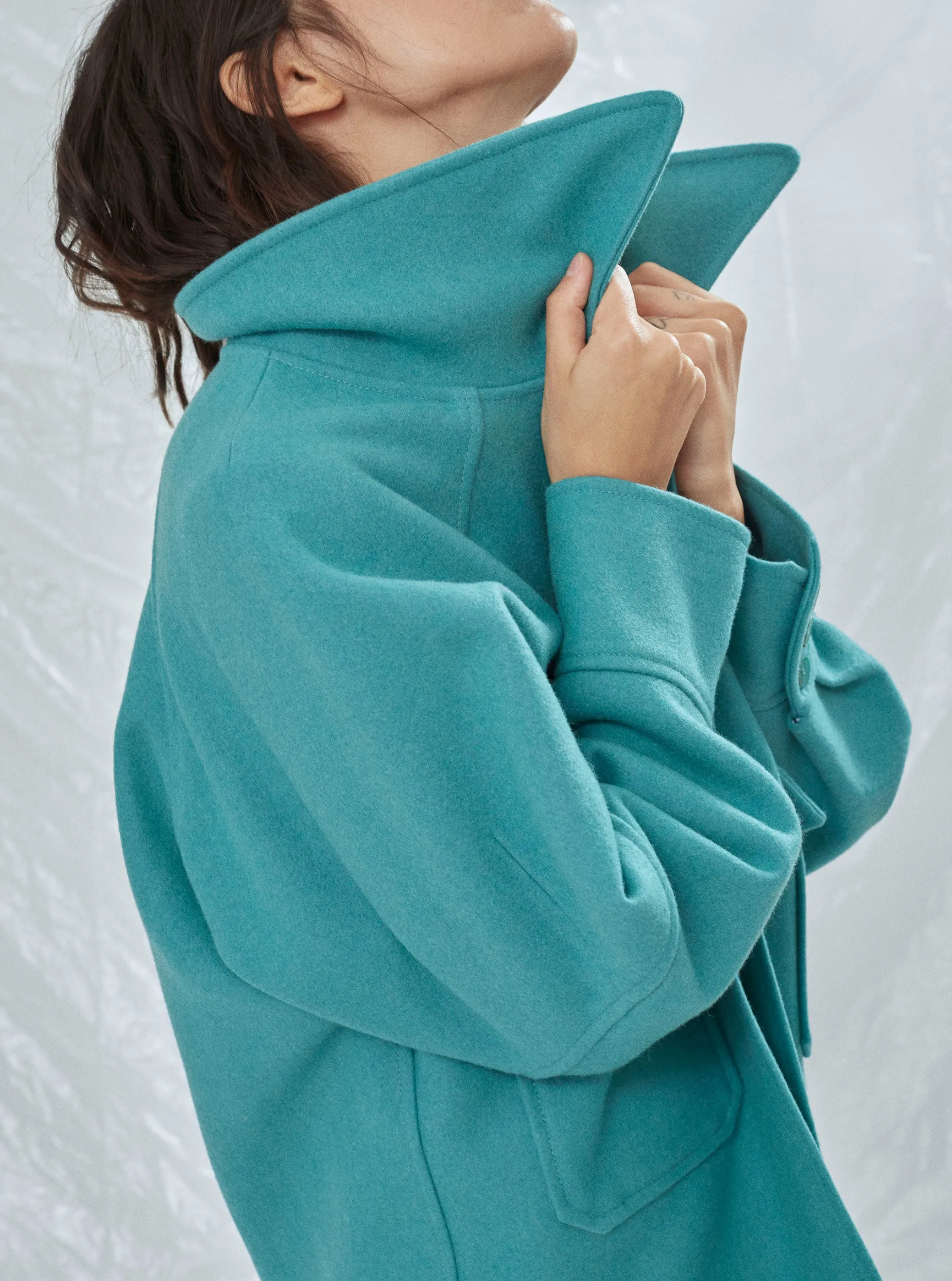Terry Wool Blend Jacket in Green