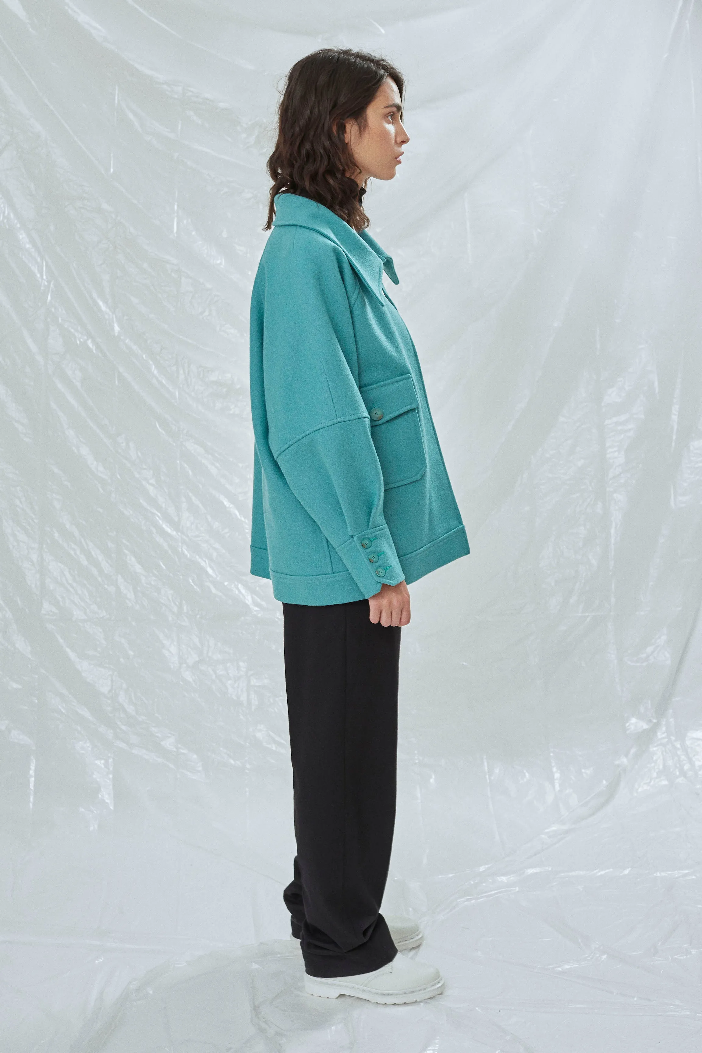 Terry Wool Blend Jacket in Green
