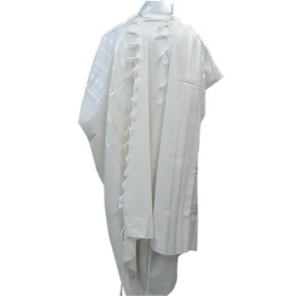 Traditional White/Silver Wool Tallit All White Silver Tallit
