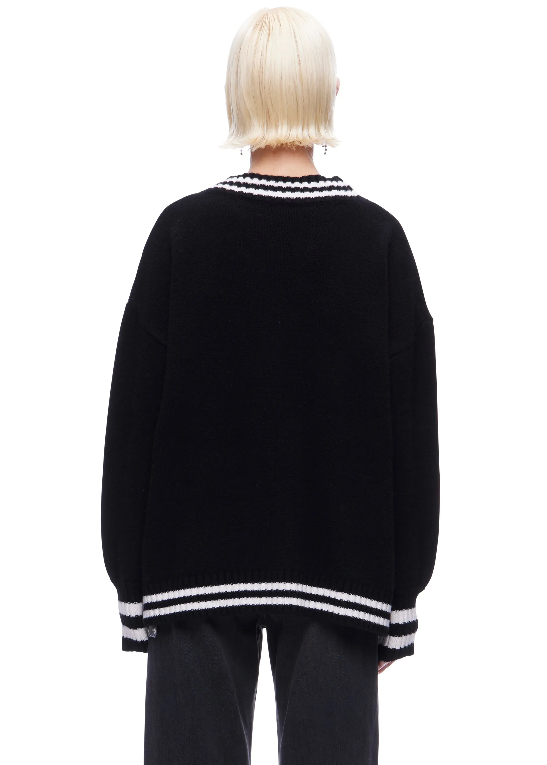 VIAVIA The Striped Oversized Cashmere Cardigan Sweater