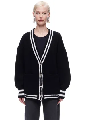 VIAVIA The Striped Oversized Cashmere Cardigan Sweater