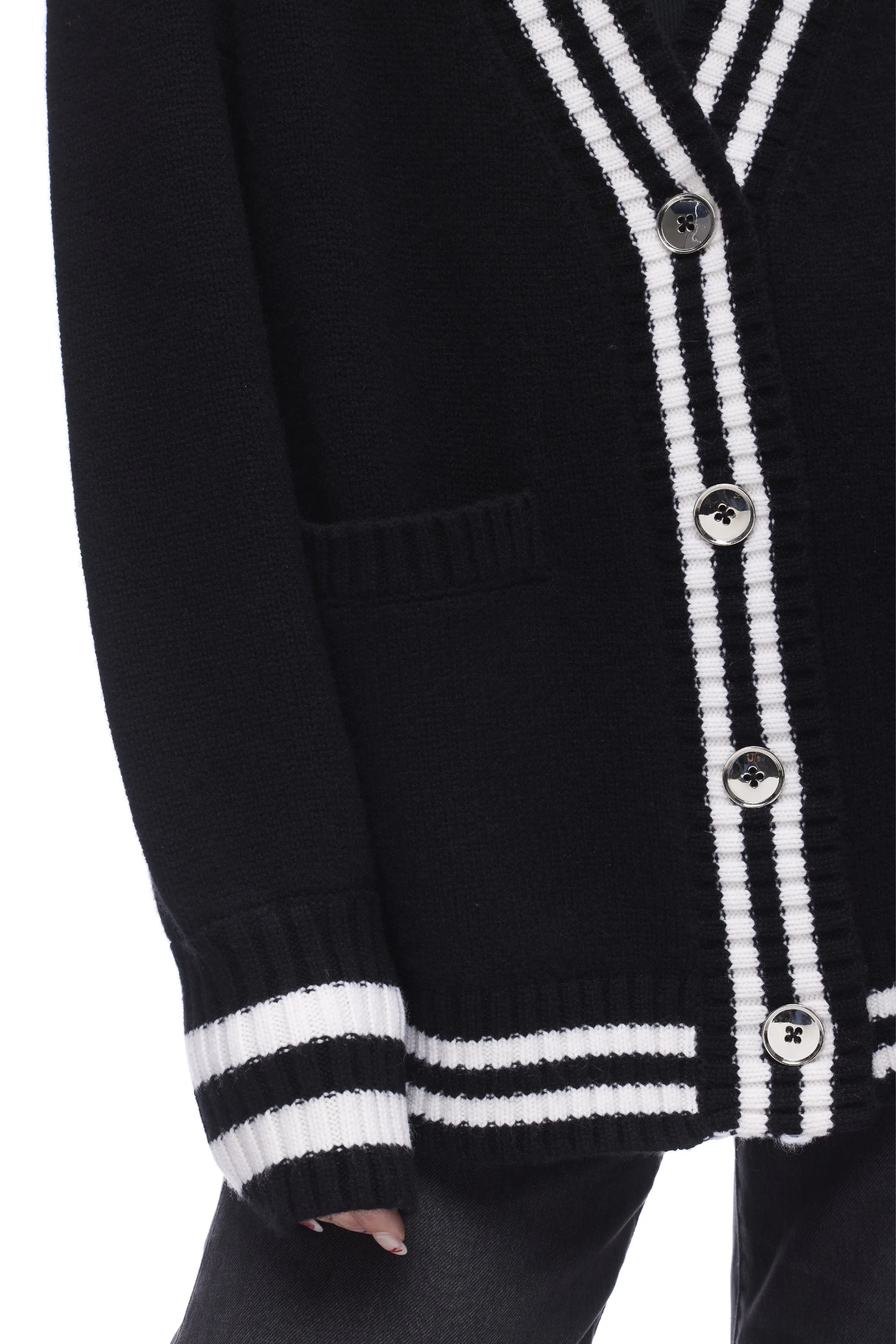 VIAVIA The Striped Oversized Cashmere Cardigan Sweater