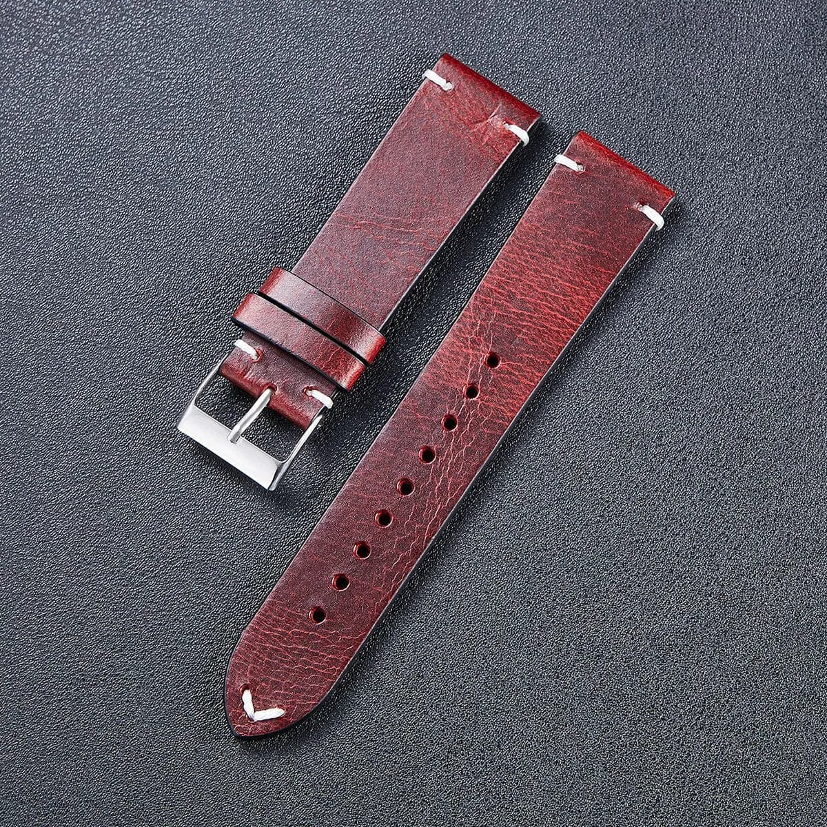 Vintage Oiled Leather Watch Straps Compatible with the Huawei Watch 2 Classic