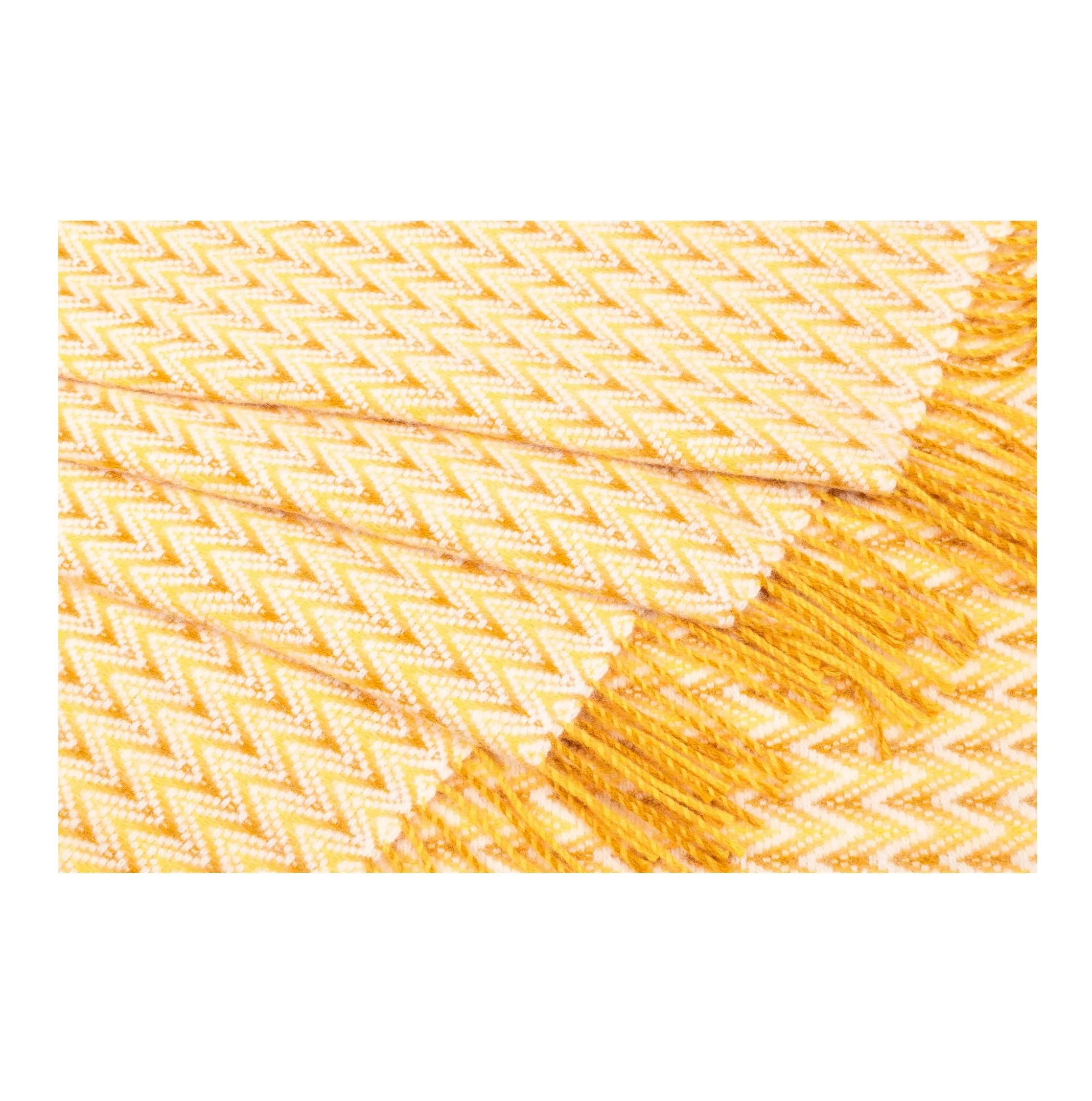 Wave Wool Design blanket throw - Yellow