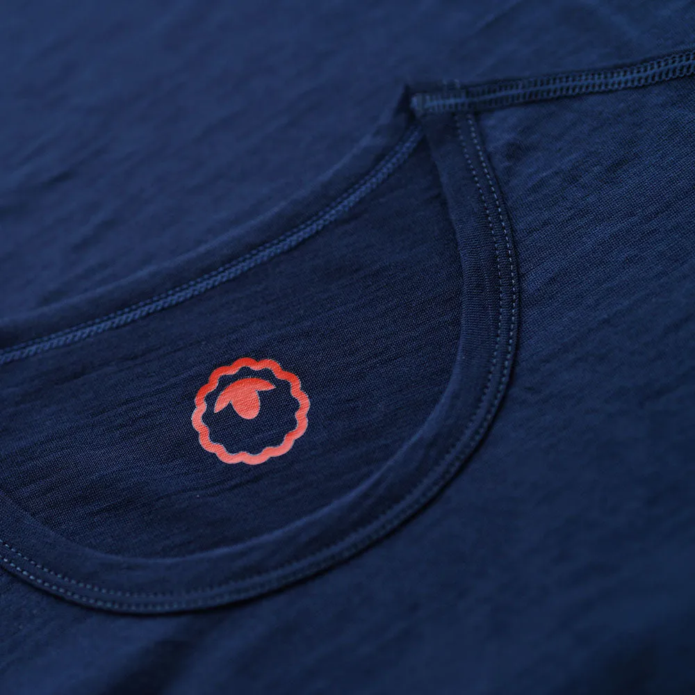 Womens Merino 150 Emblem Tee (Navy/Orange)