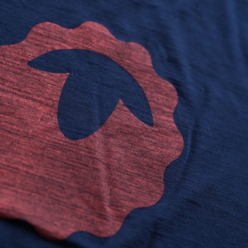 Womens Merino 150 Emblem Tee (Navy/Orange)