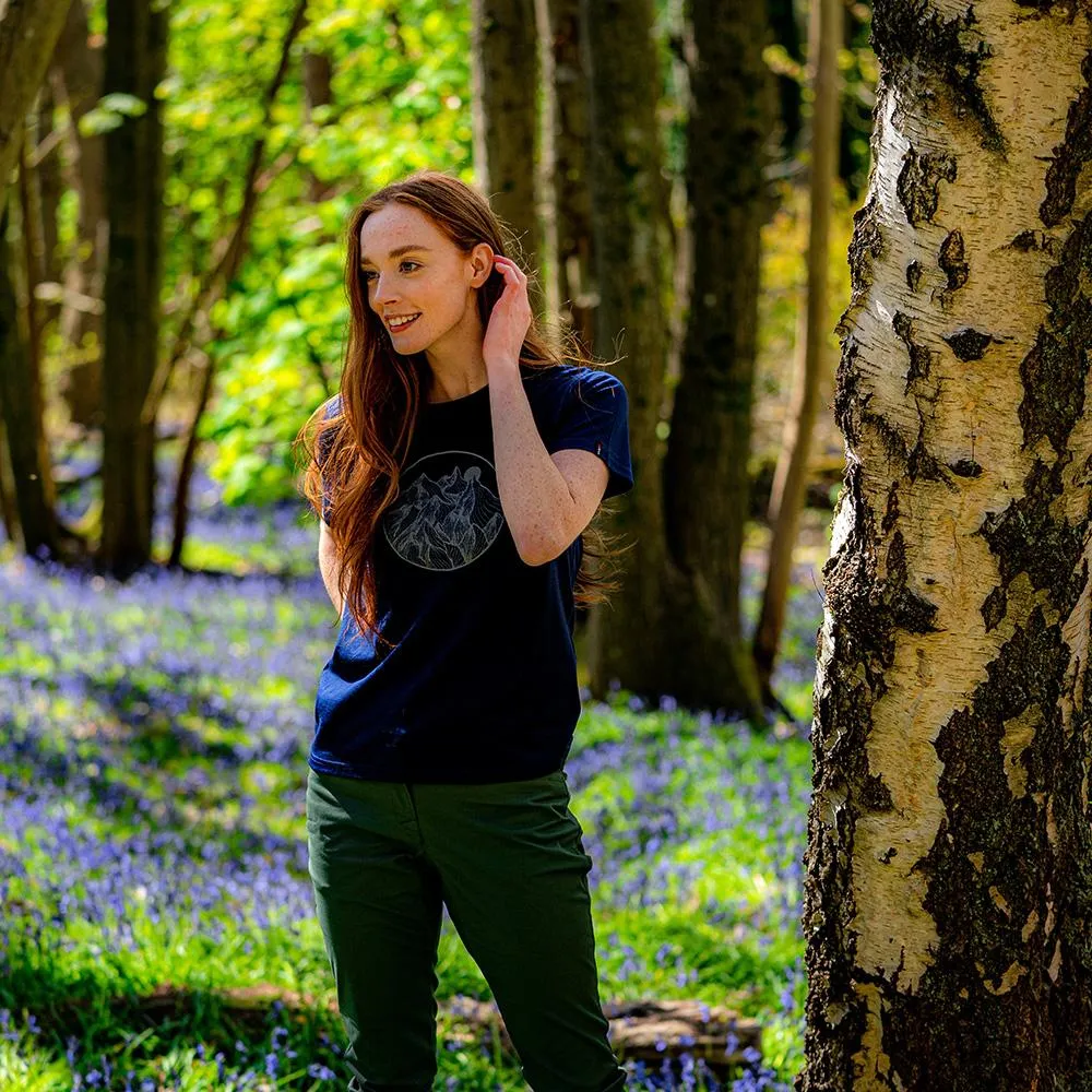 Womens Merino 150 Mountains Tee (Navy)