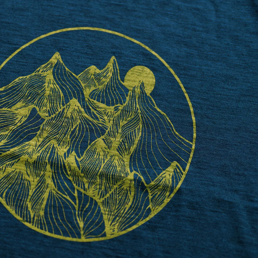 Womens Merino 150 Mountains Tee (Petrol/Lime)