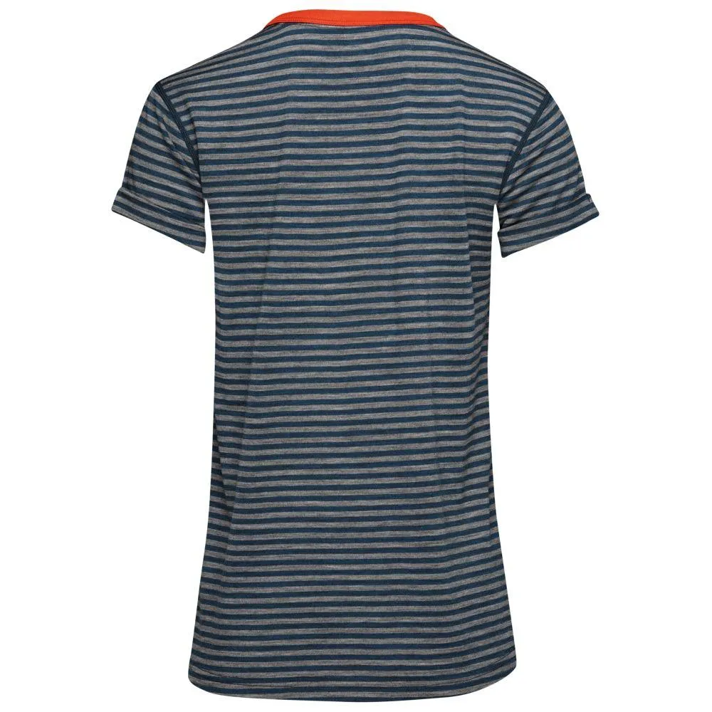 Womens Merino 150 Roll Sleeve Tee (Mini Stripe Petrol/Charcoal)