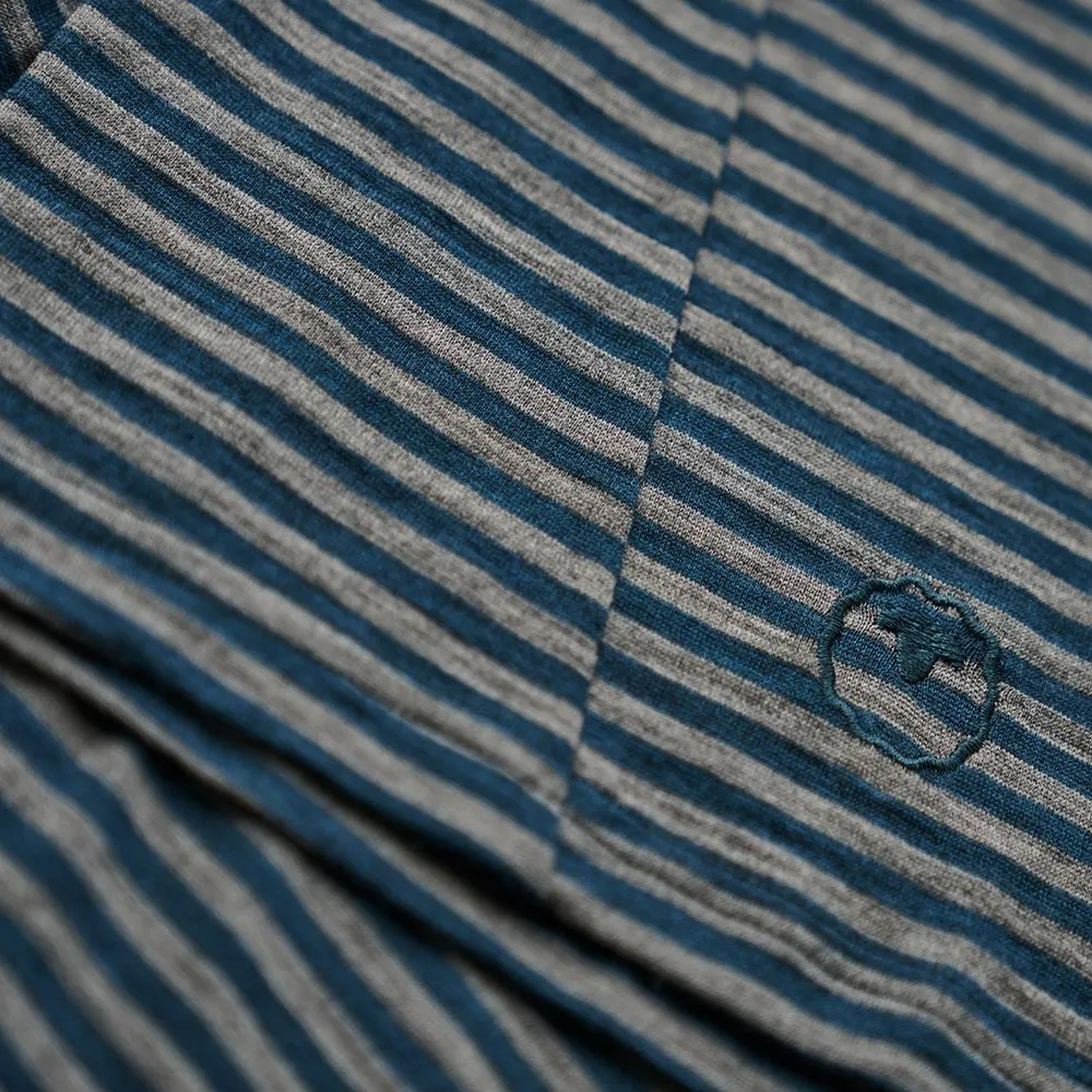 Womens Merino 150 Roll Sleeve Tee (Mini Stripe Petrol/Charcoal)