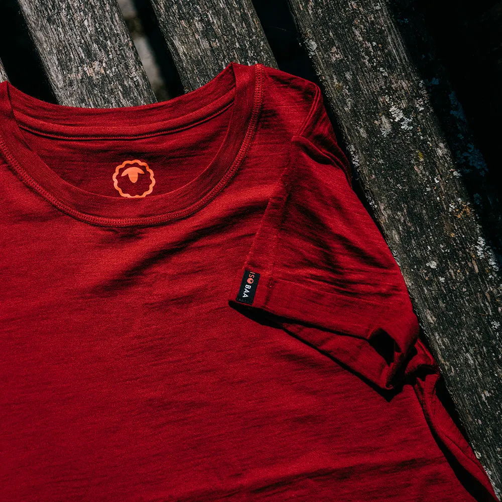 Womens Merino 150 Roll Sleeve Tee (Red)